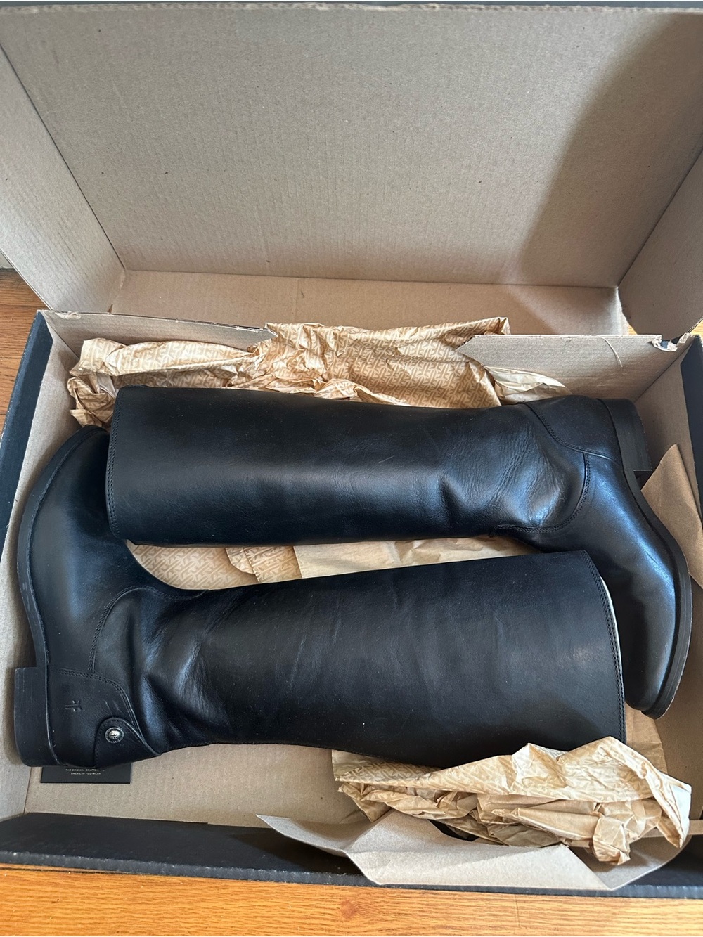 Frye Melissa Button Back Zip Black Leather Riding Boots Sz 8 Classic Tall Equest - Picture 4 of 14